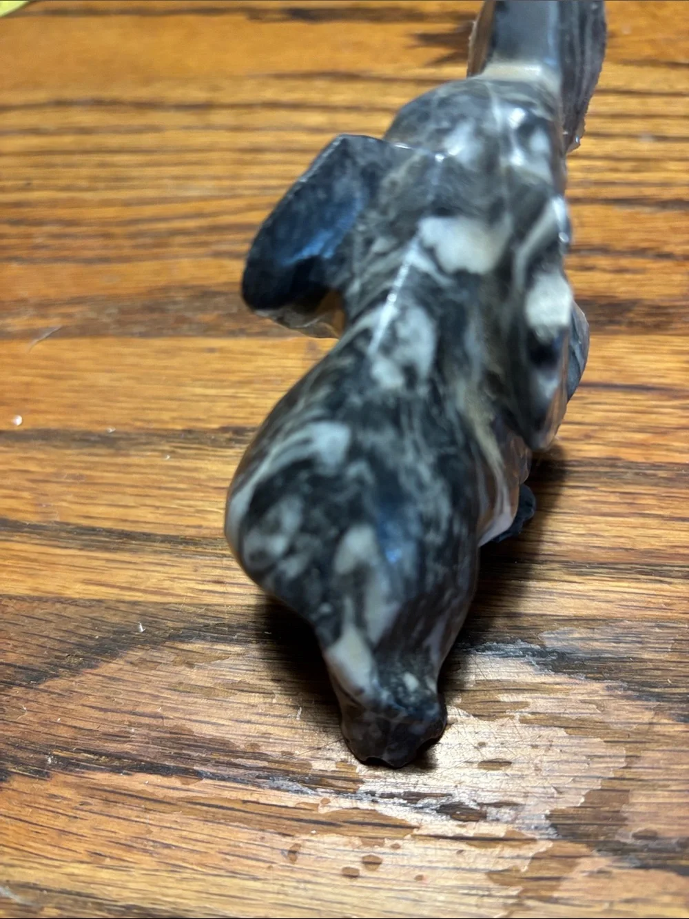 Hand-Carved Gray Stone Elephant Figurine